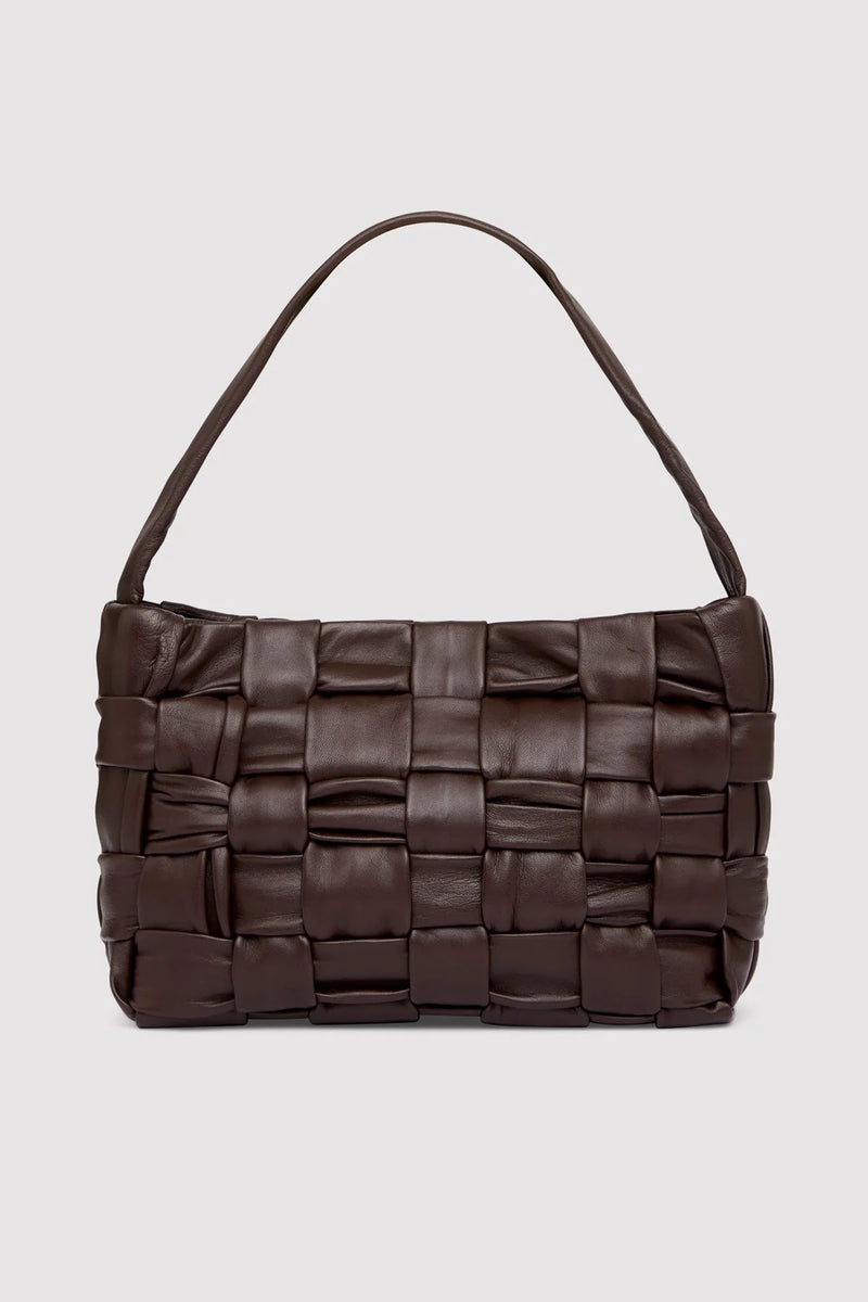 TEXTURED MINI WOVEN TOTE CHOCOLATE - ST.AGNI