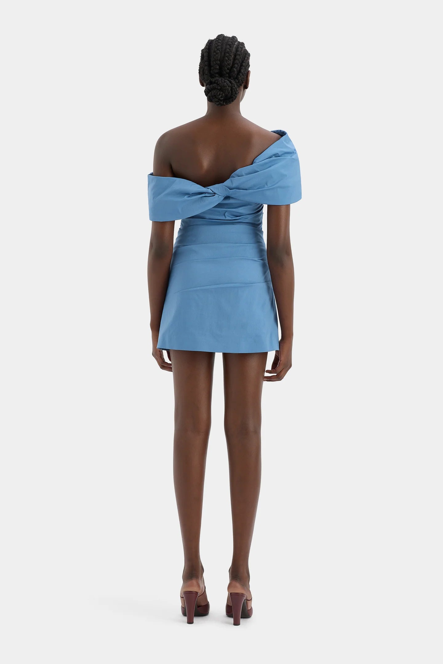JONES OFF SHOULDER MIDI DRESS WASHED BLUE