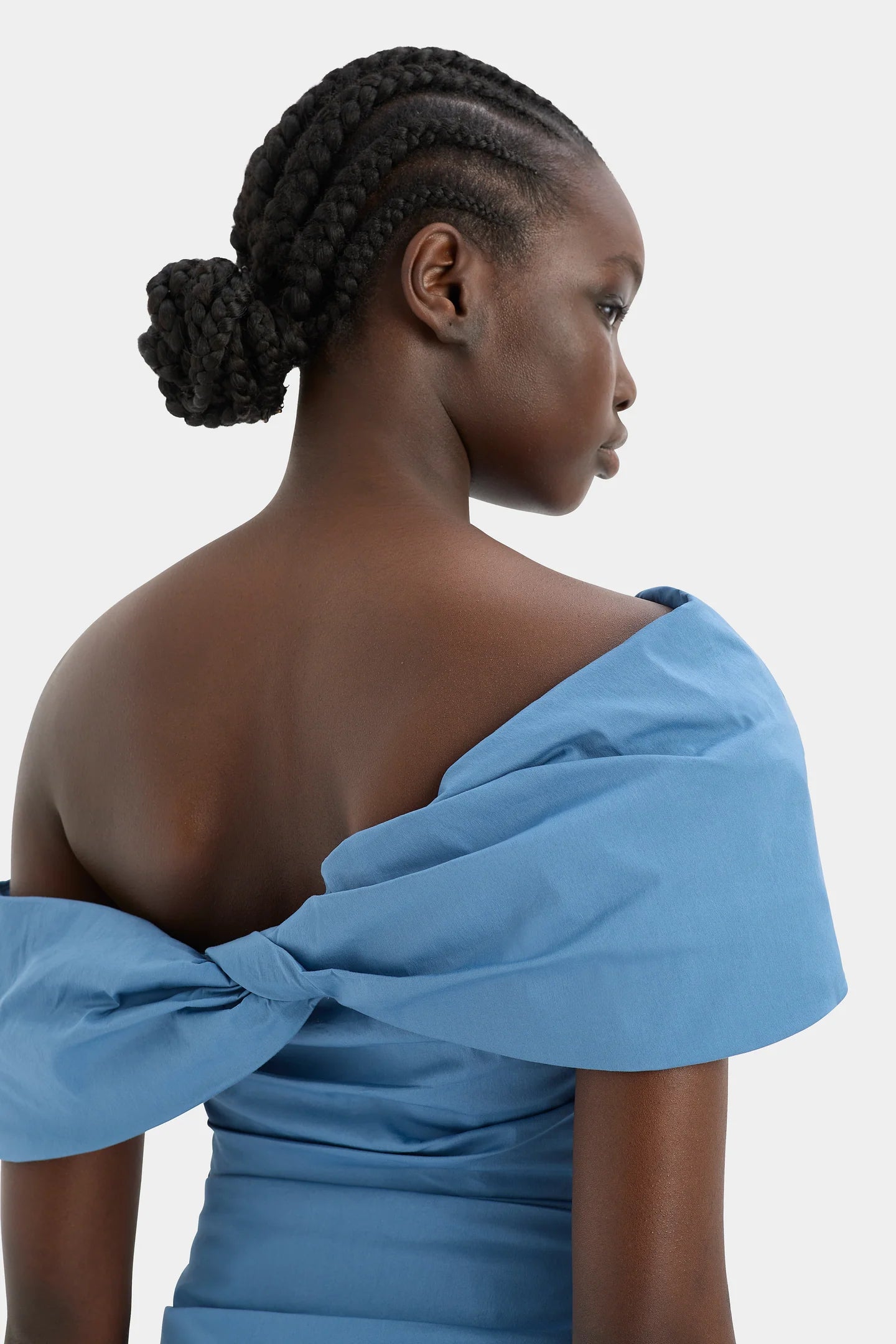 JONES OFF SHOULDER MIDI DRESS WASHED BLUE