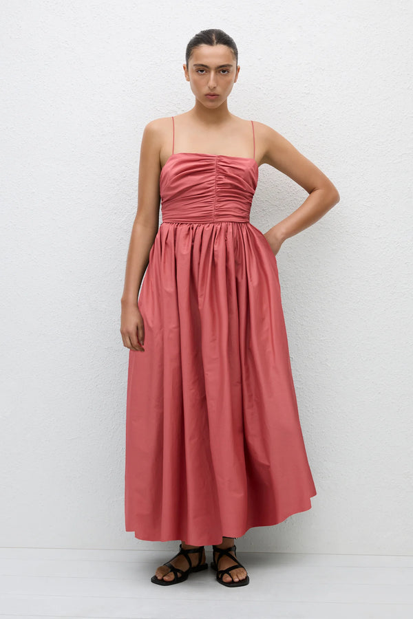 GATHERED BODICE DRESS ROSE - MATTEAU