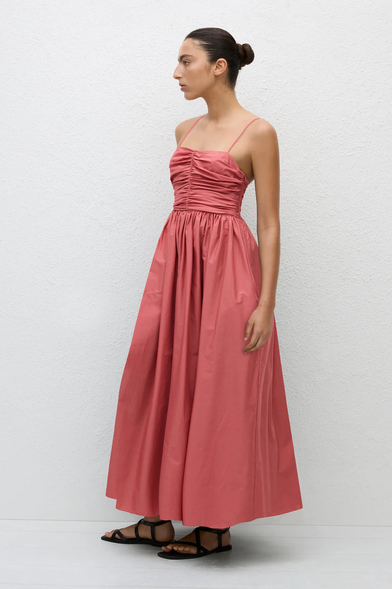 GATHERED BODICE DRESS ROSE - MATTEAU