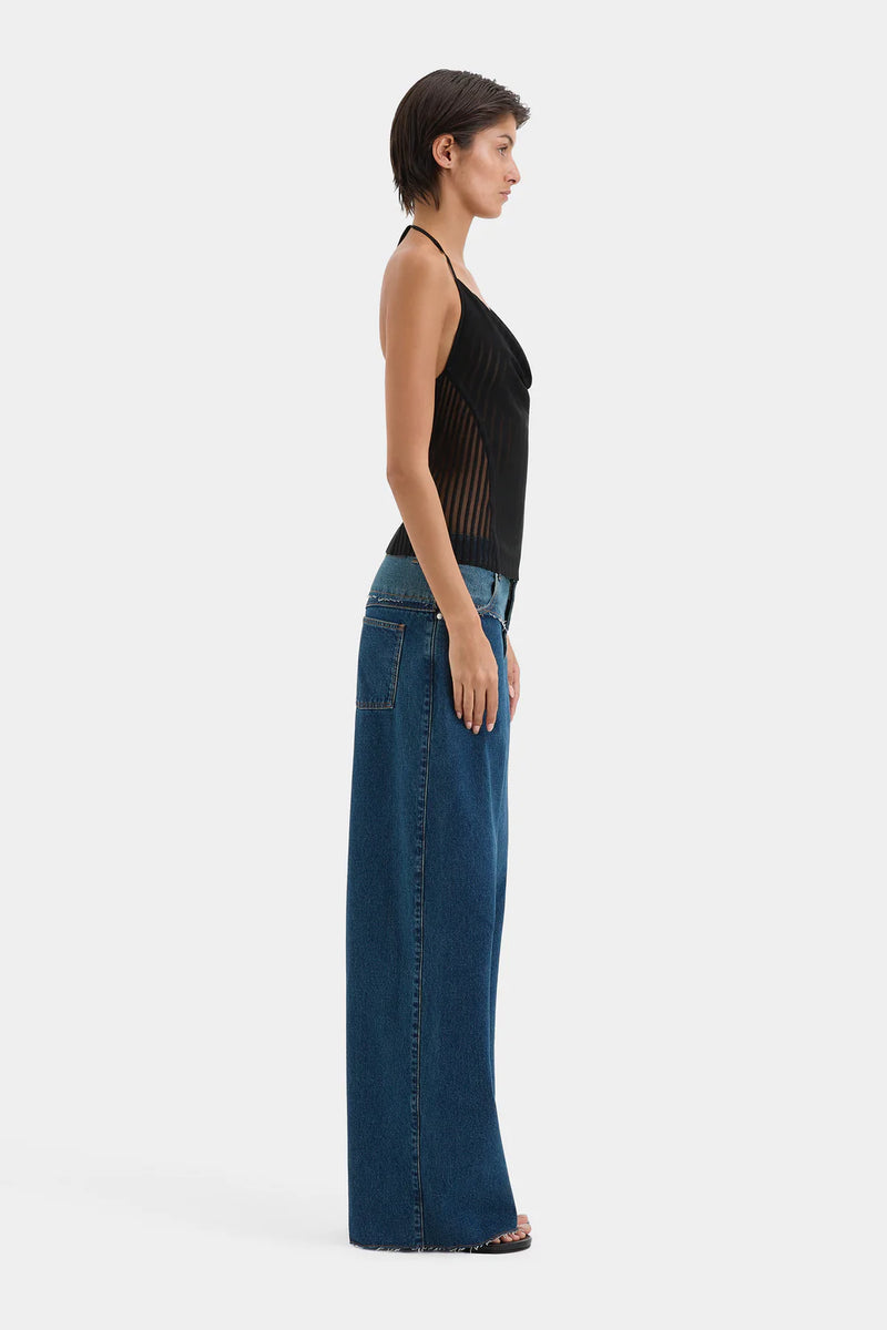 LUNA WIDE LEG JEAN WASHED INDIGO - SIR