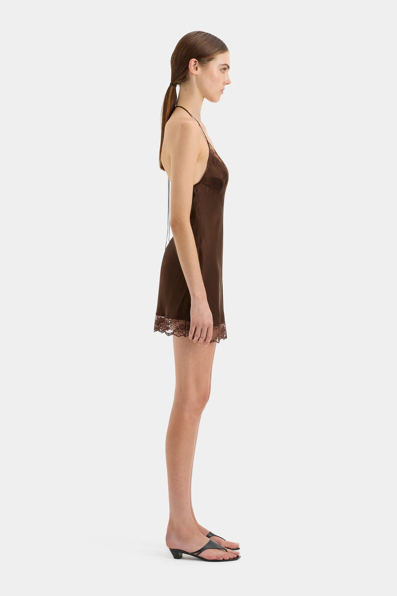 ARIES HALTER MINI DRESS CHOCOLATE - SIR