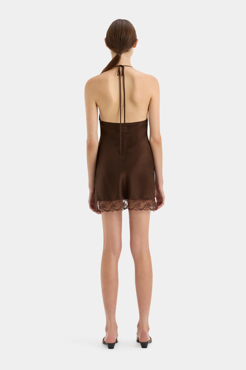 ARIES HALTER MINI DRESS CHOCOLATE - SIR