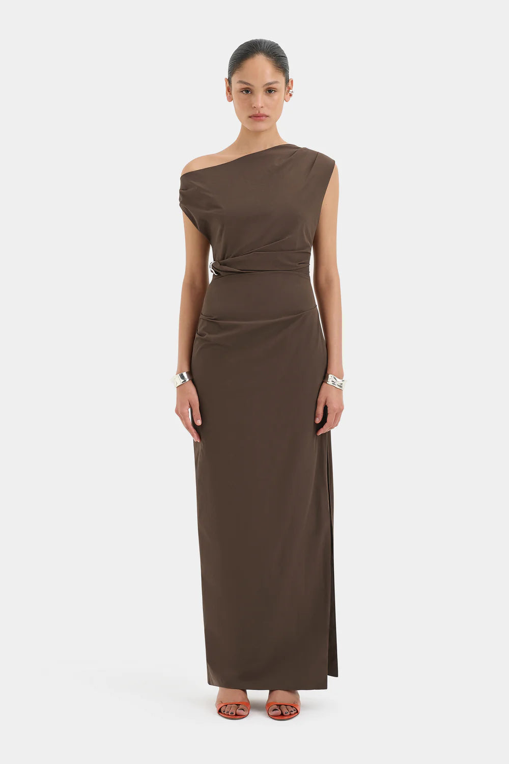 SOL OFF SHOULDER GOWN MOCHA
