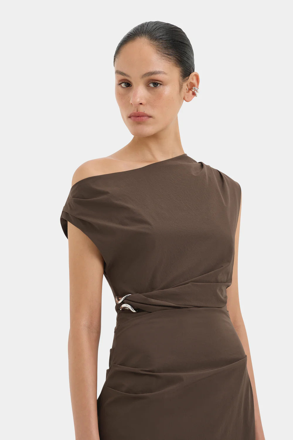 SOL OFF SHOULDER GOWN MOCHA