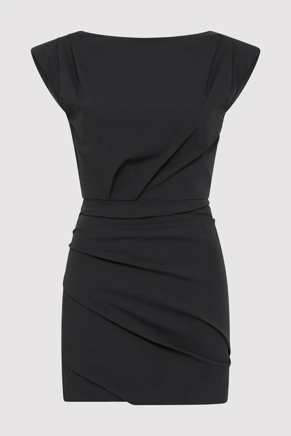 BATEAU TUCK MINI DRESS BLACK