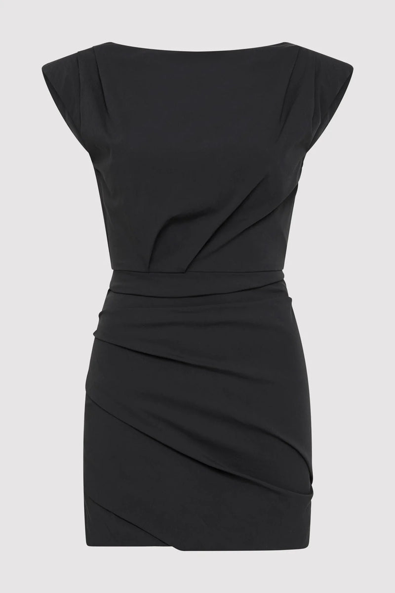 BATEAU TUCK MINI DRESS BLACK - ST.AGNI