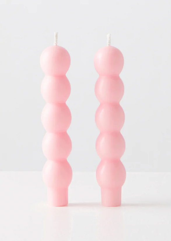 2 VOLUTE CANDLES PINK
