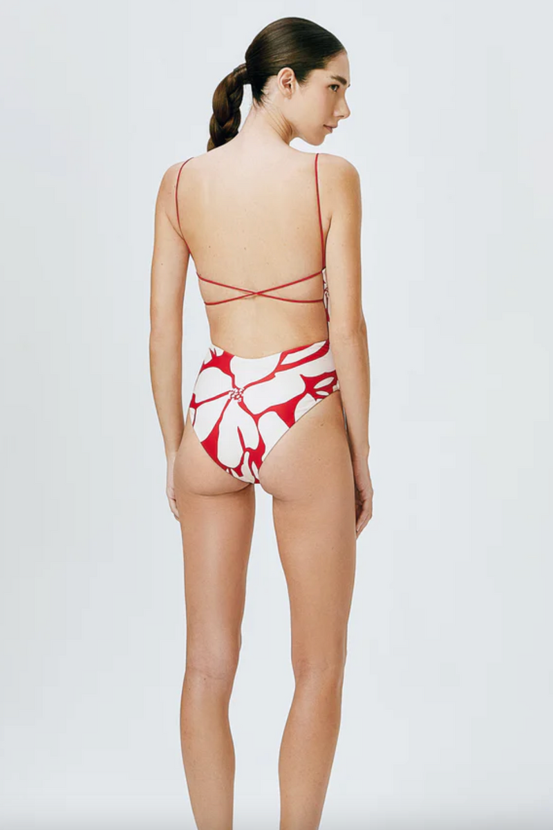 FINE STRAP ONE PIECE MAGNOLIA RED - ZIAH