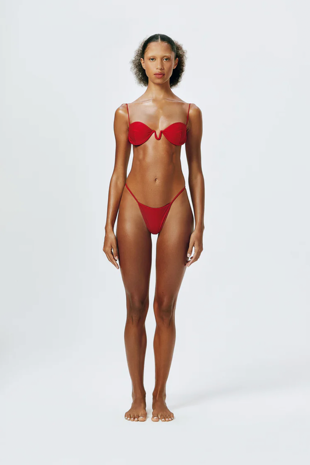 FINE STRAP WIRE BALCONETTE TOP VERMILION RED