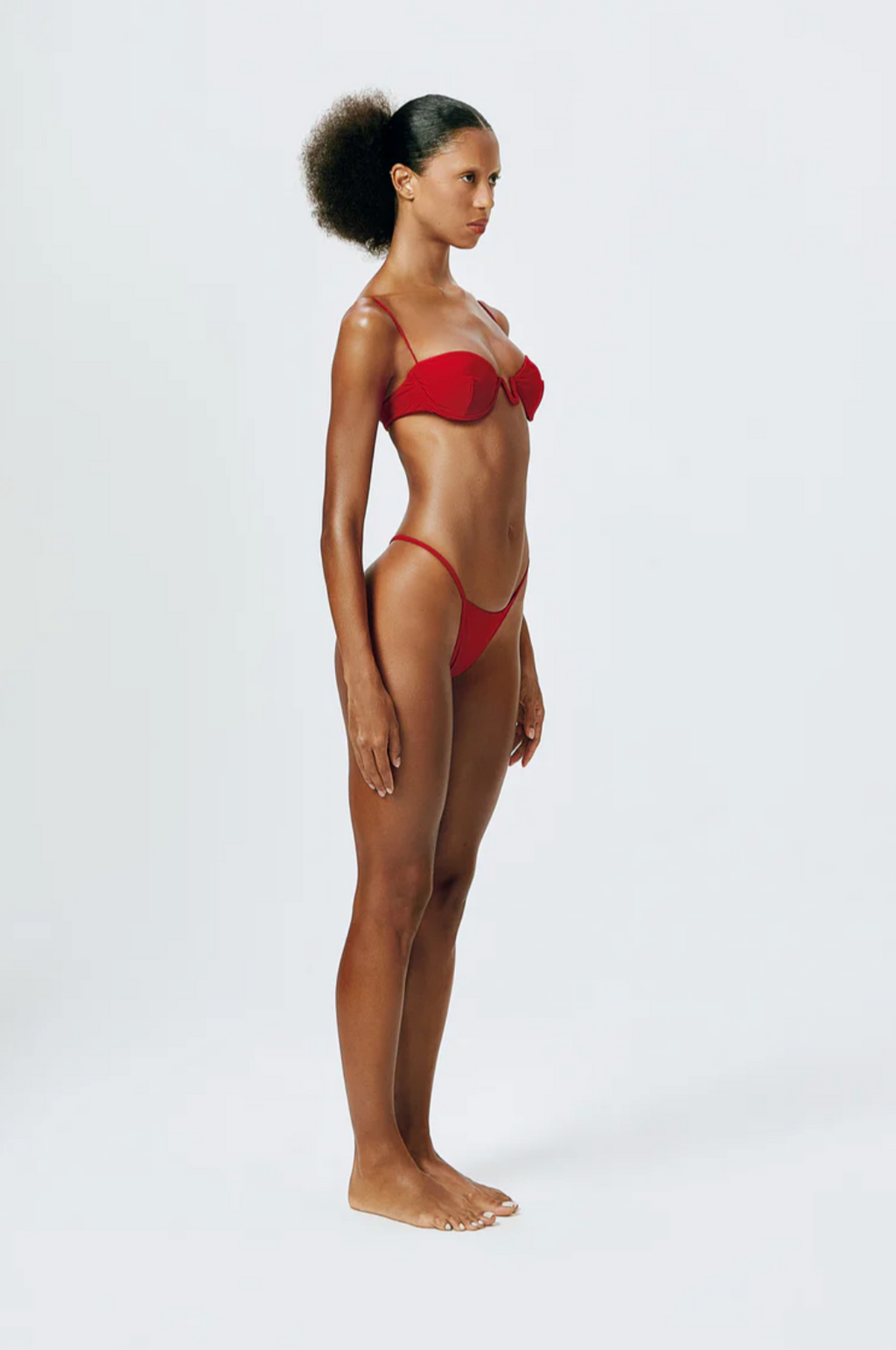 FINE STRAP WIRE BALCONETTE TOP VERMILION RED