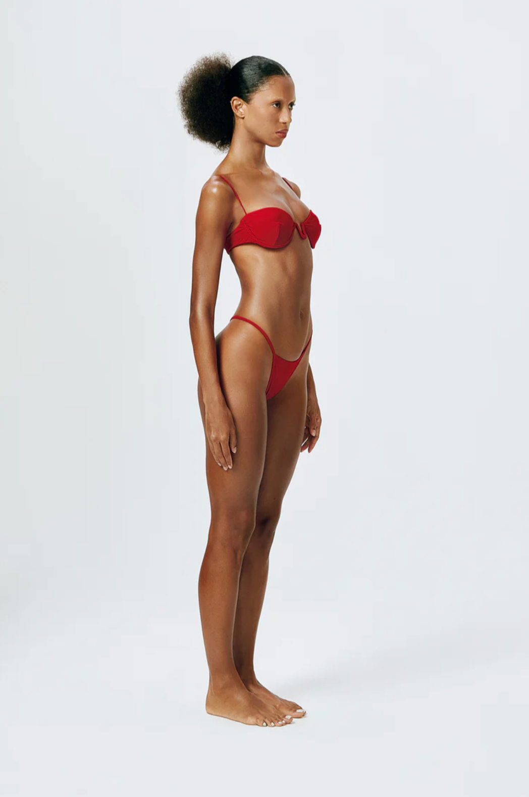 FINE STRAP WIRE BALCONETTE TOP VERMILION RED