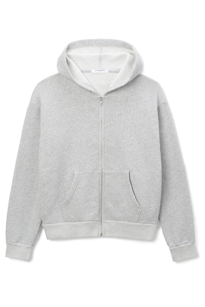 PATTI ZIP UP HOODIE HEATHER GREY - PERFECT WHITE TEE