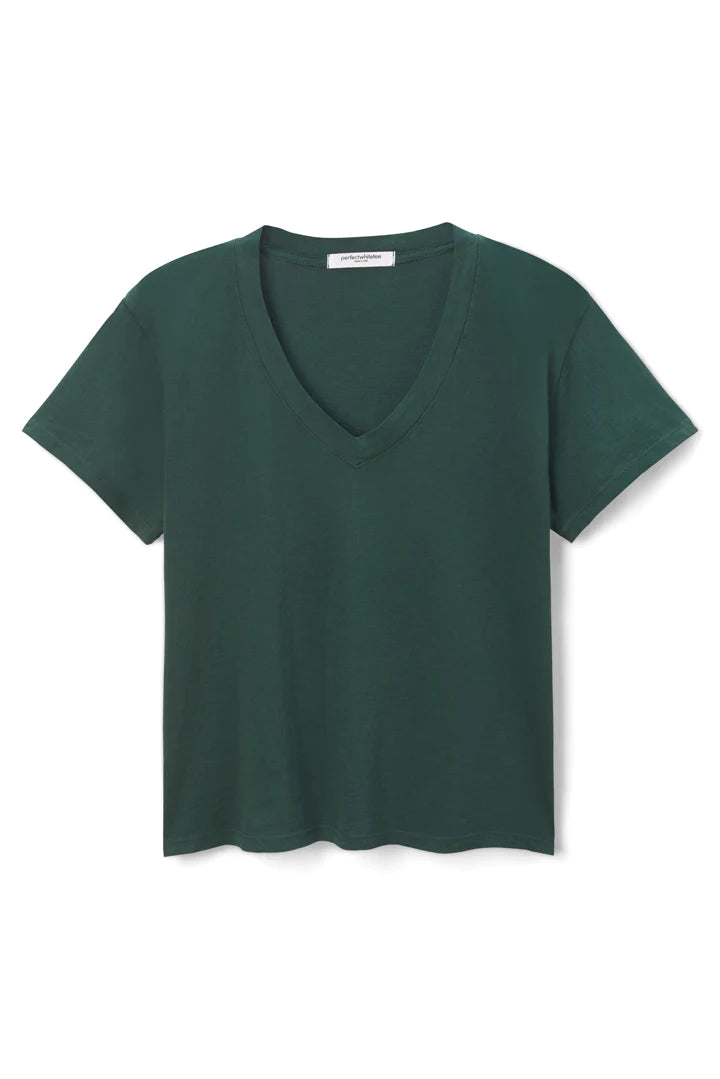 HENDRIX BASIC V NECK PINE - PERFECT WHITE TEE