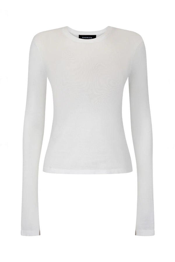 SHEER ESSENTIALS LONG SLEEVE TOP CREAM - NAGNATA