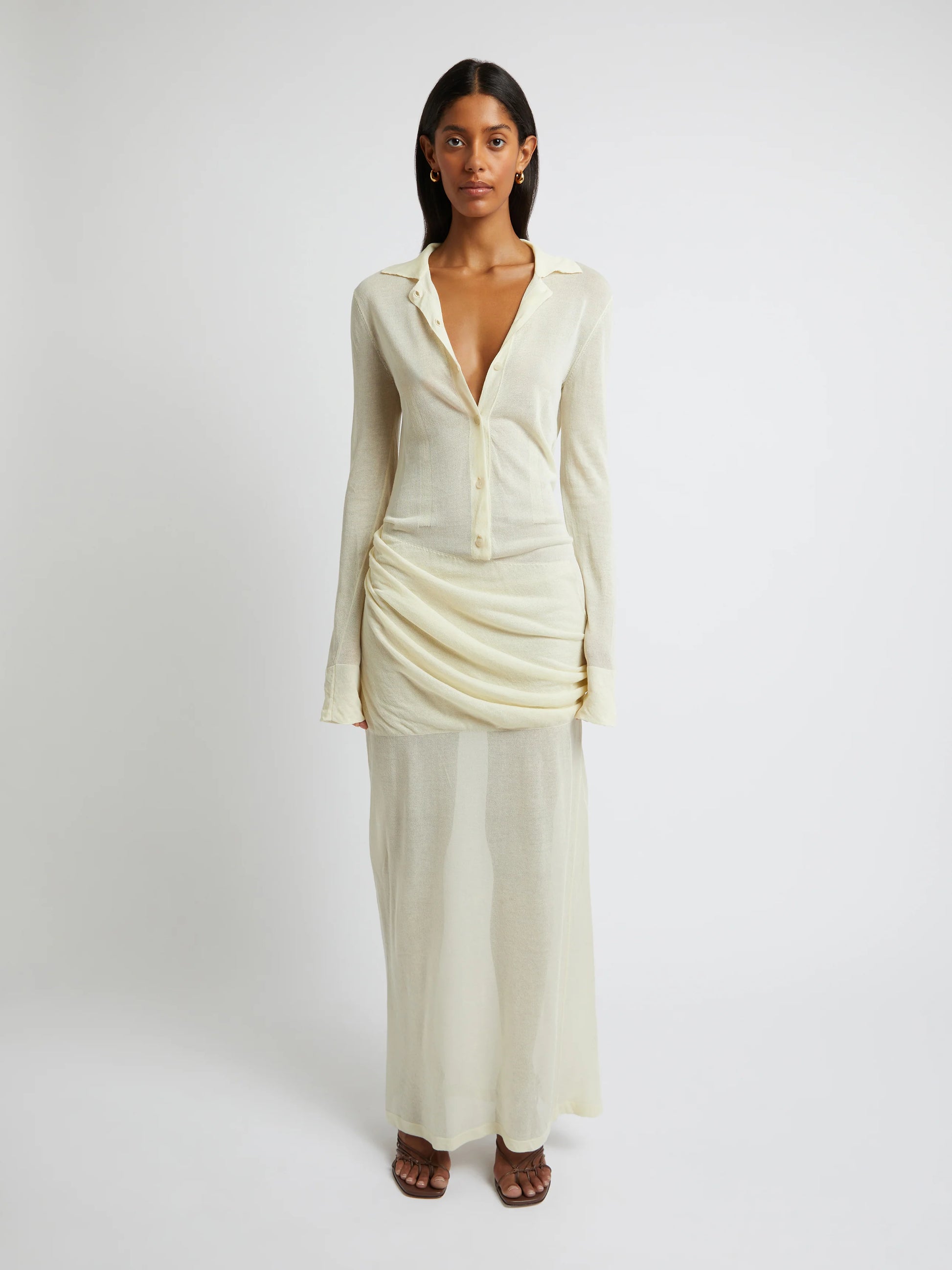 KAVIRO KNIT POLO DRESS BUTTER