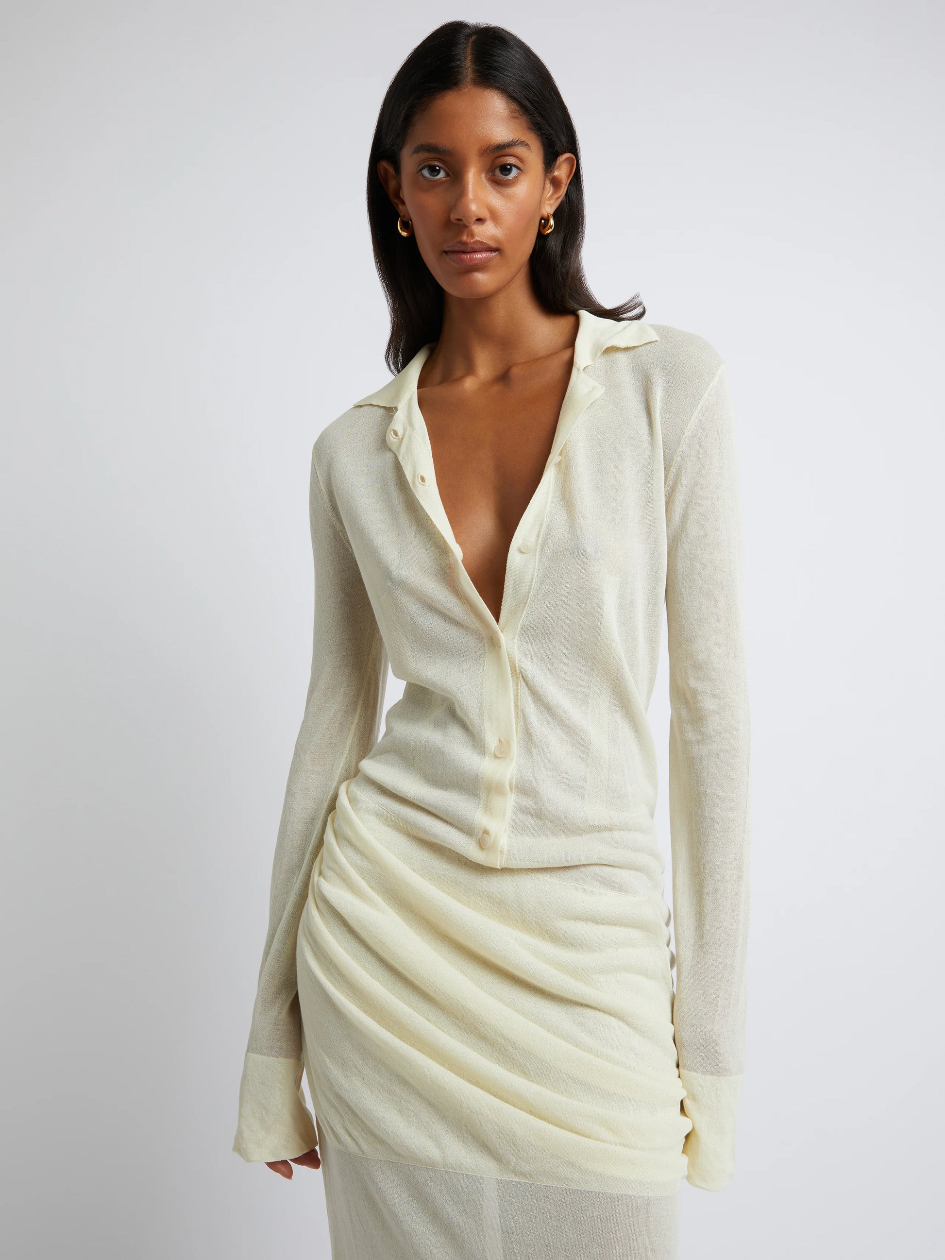 KAVIRO KNIT POLO DRESS BUTTER