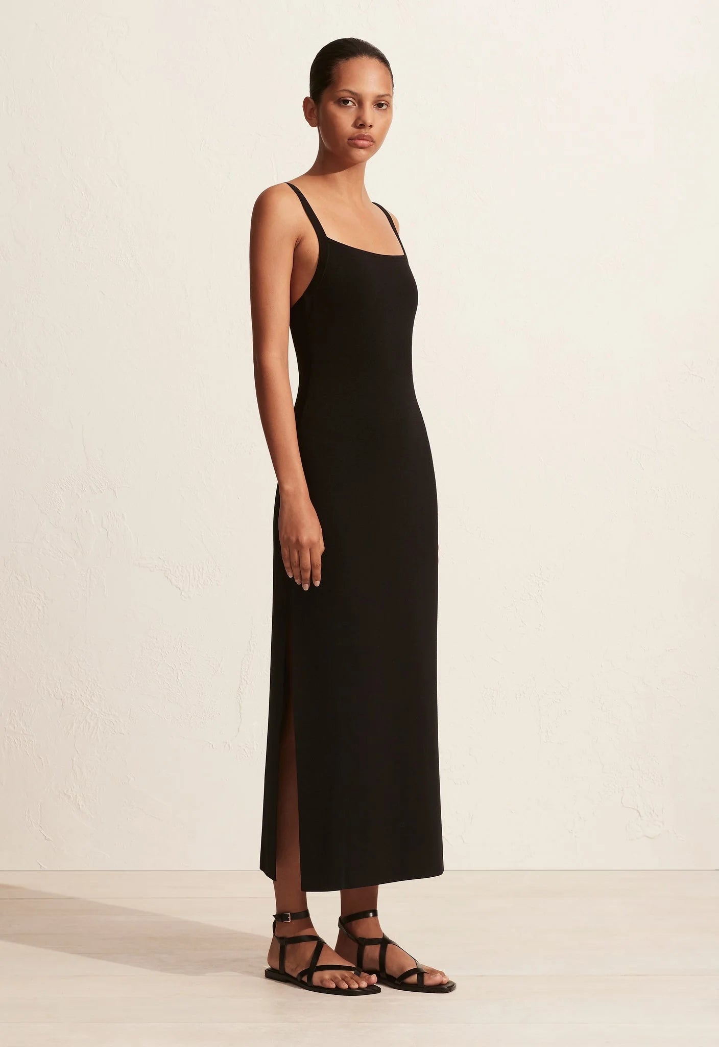 SQUARE KNIT DRESS BLACK