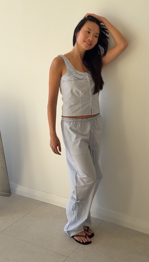 GROSGRAIN PANT MIST STRIPE