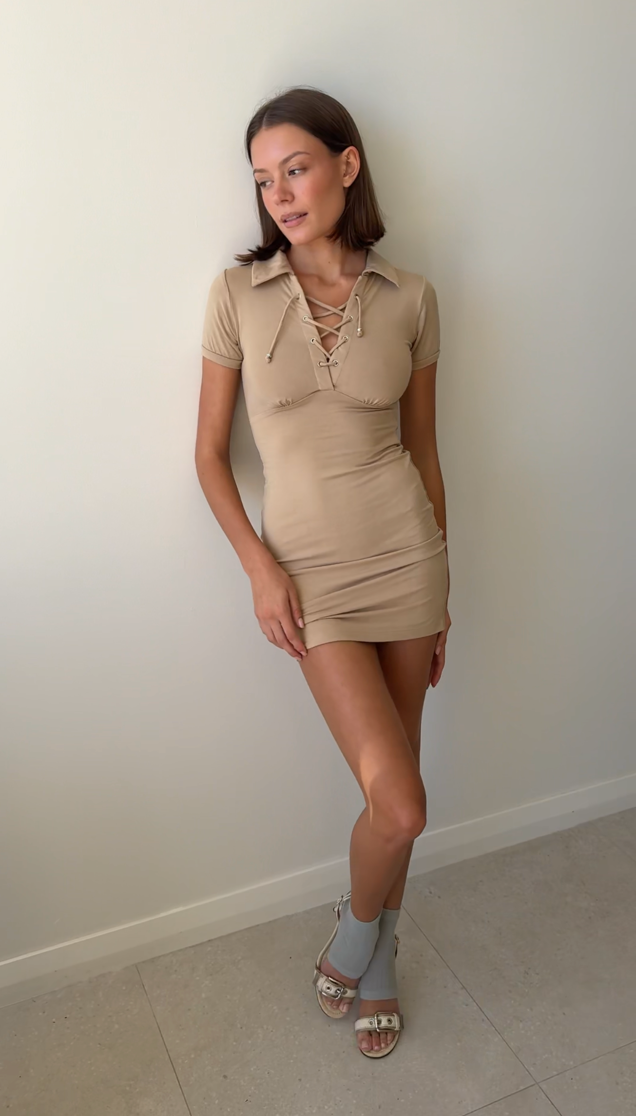 BOUND DRESS TAN
