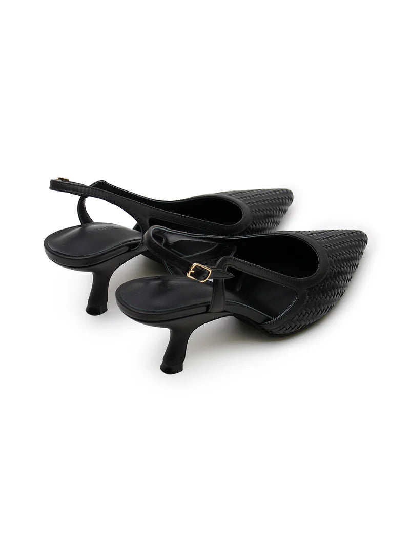 WOVEN SLING BACK 0090 BLACK - LA TRIBE