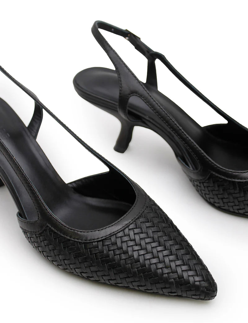 WOVEN SLING BACK 0090 BLACK - LA TRIBE