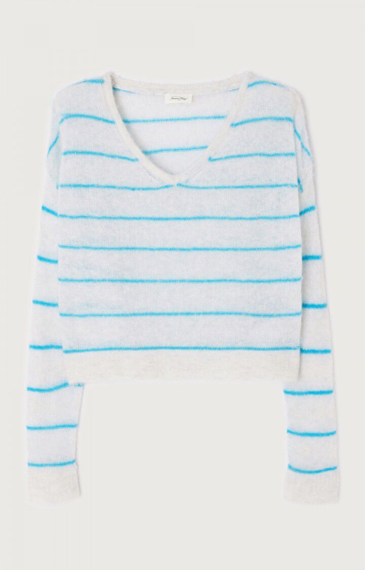 SWEATER ZAKDAY HEATHER GREY LAGOON STRIPE - AMERICAN VINTAGE