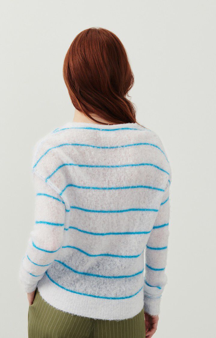 SWEATER ZAKDAY HEATHER GREY LAGOON STRIPE - AMERICAN VINTAGE