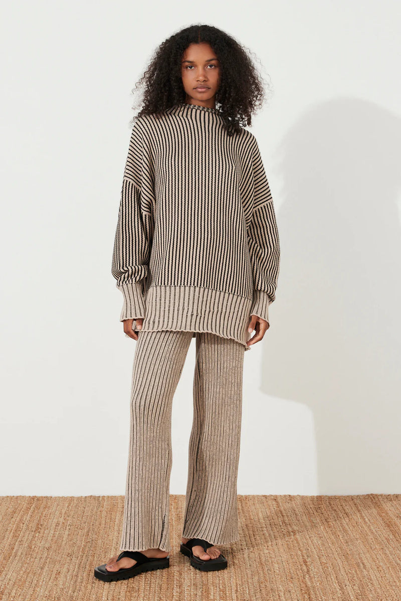 BLACK STRIPE CHUNKY KNIT JUMPER - ZULU + ZEPHYR