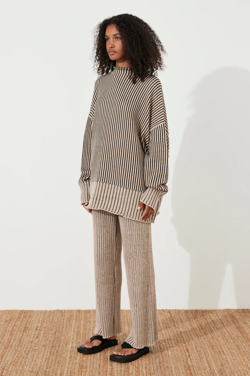 BLACK STRIPE CHUNKY KNIT JUMPER - ZULU + ZEPHYR