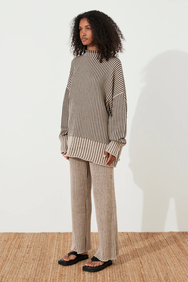 BLACK STRIPE CHUNKY KNIT PANT - ZULU + ZEPHYR