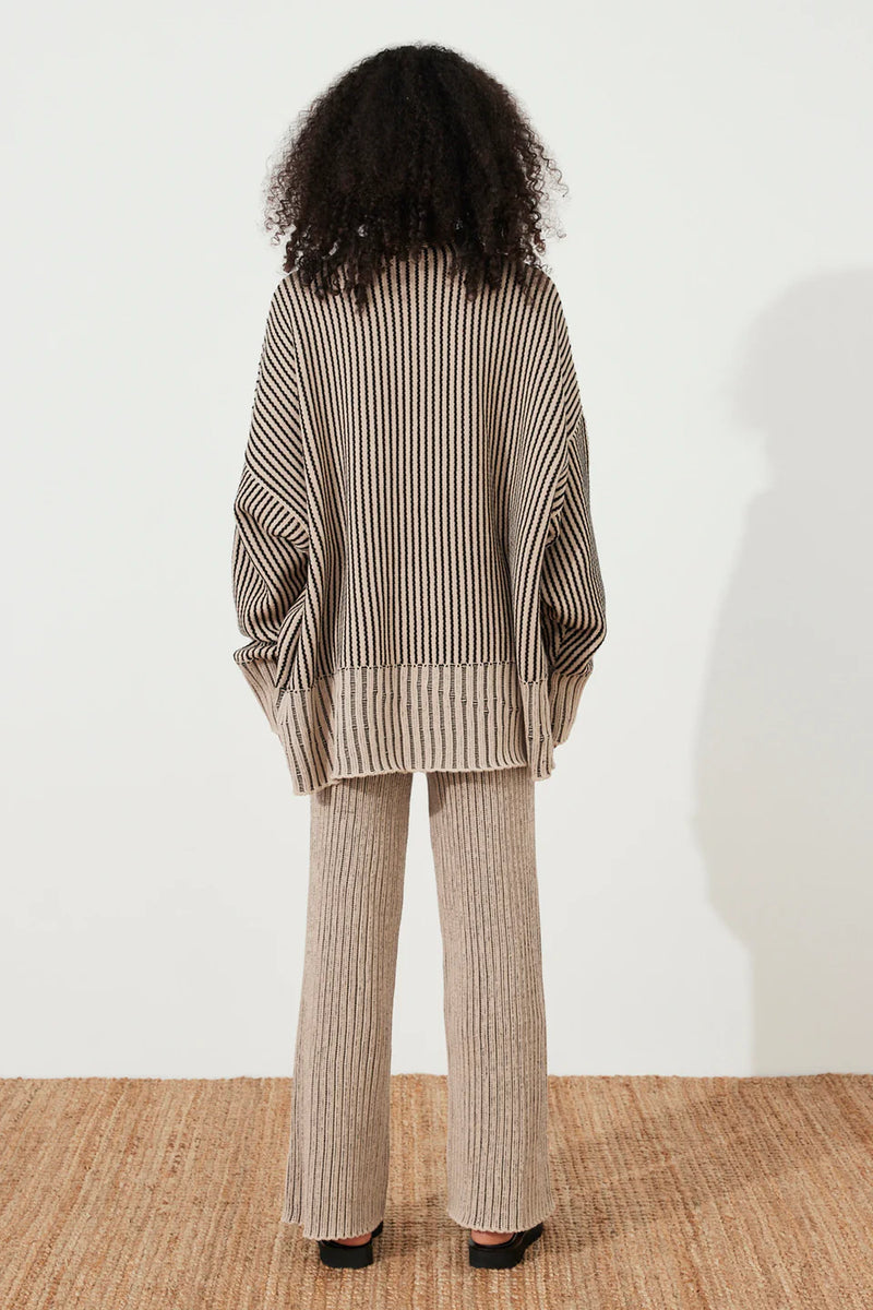 BLACK STRIPE CHUNKY KNIT JUMPER - ZULU + ZEPHYR