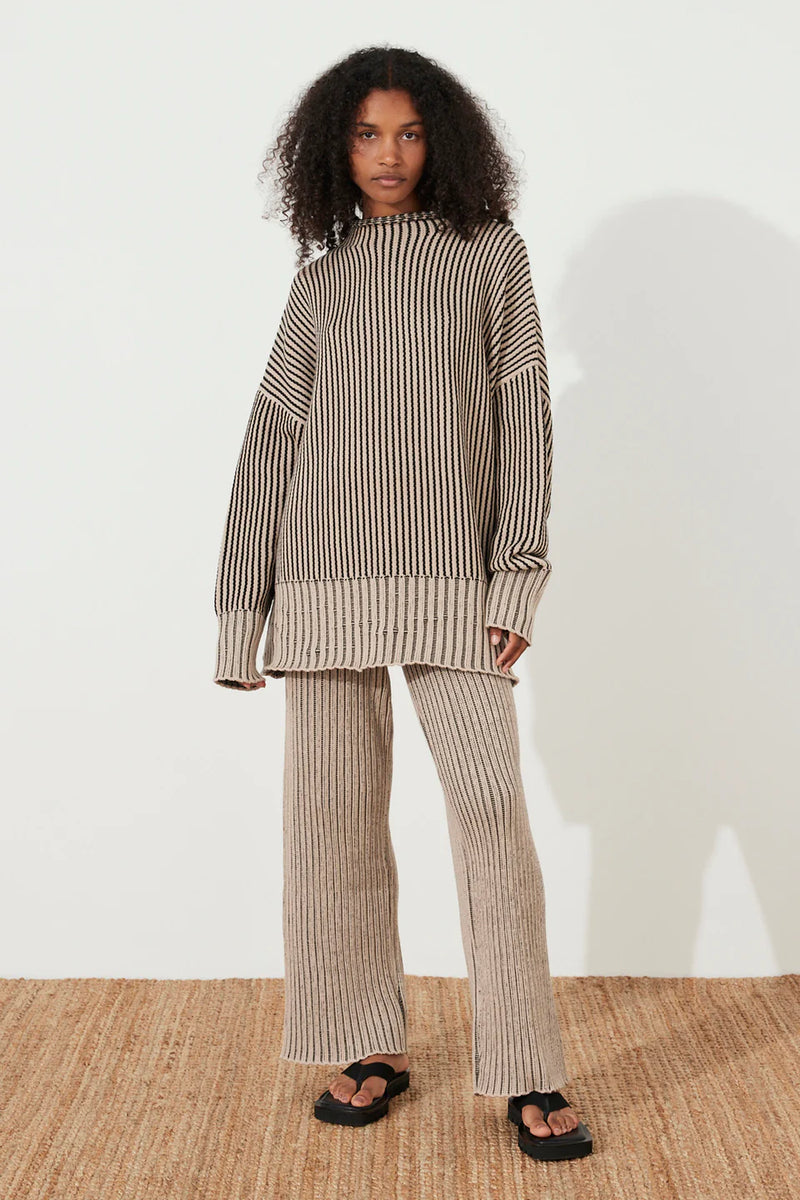 BLACK STRIPE CHUNKY KNIT JUMPER - ZULU + ZEPHYR