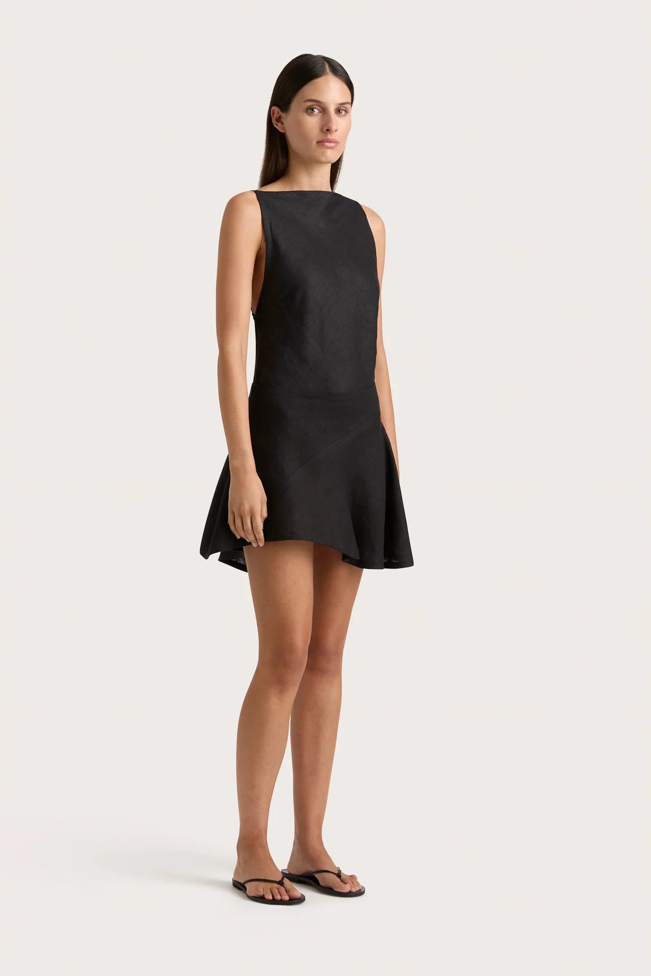 ANTIBES ASYMMETRICAL MINI SKIRT BLACK