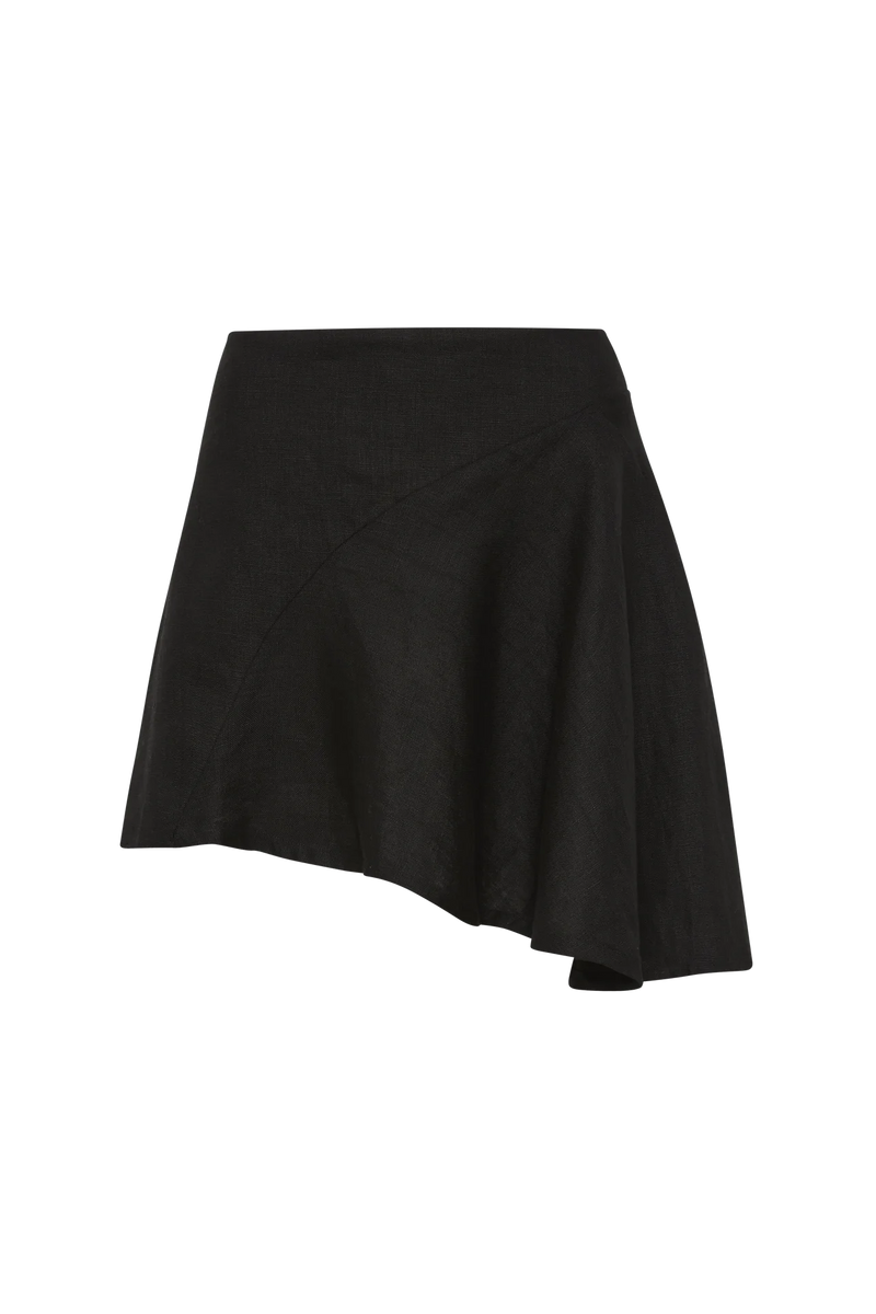 ANTIBES ASYMMETRICAL MINI SKIRT BLACK - FAITHFULL THE BRAND