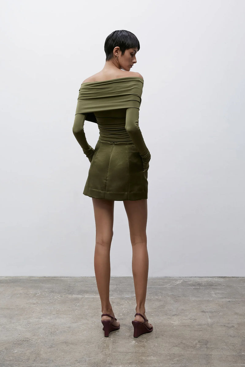 CASS MINI SKIRT OLIVE - PARIS GEORGIA