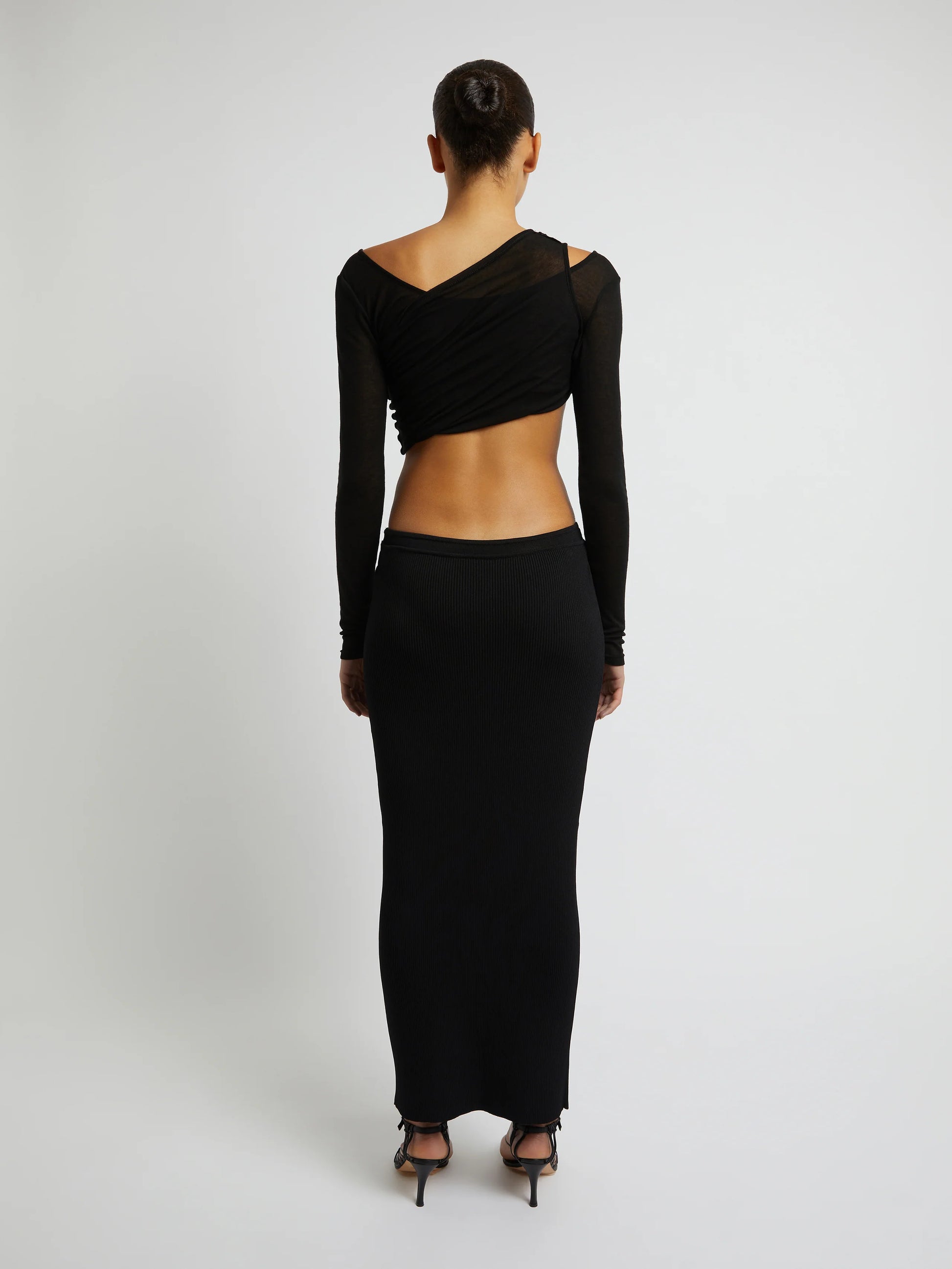 FOLDED CROP L/S TOP BLACK
