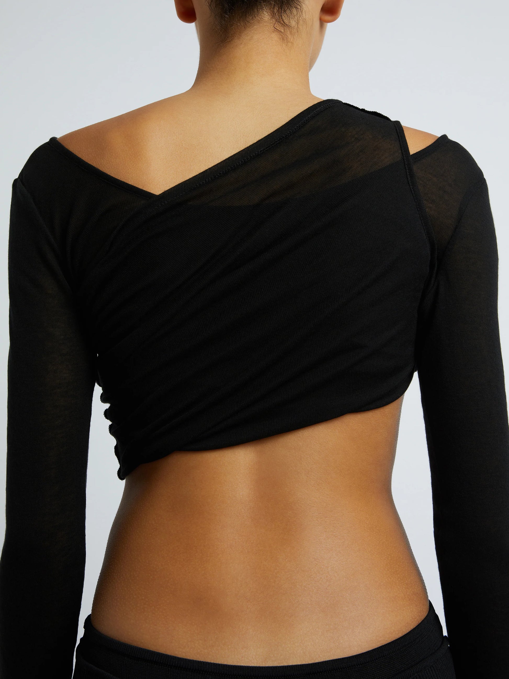 FOLDED CROP L/S TOP BLACK