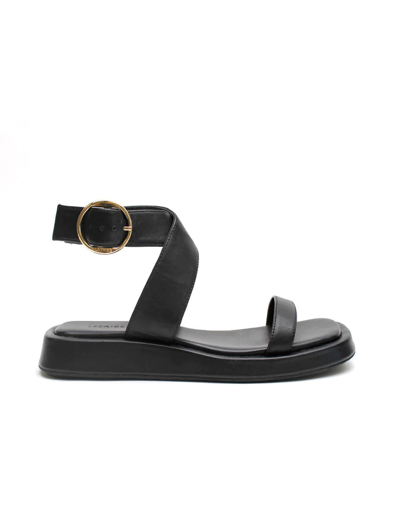 ANKLE WRAP SANDAL BLACK - LA TRIBE