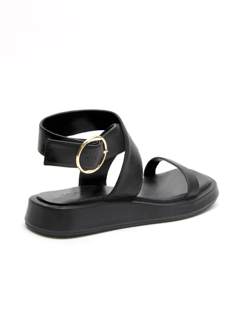 ANKLE WRAP SANDAL BLACK - LA TRIBE