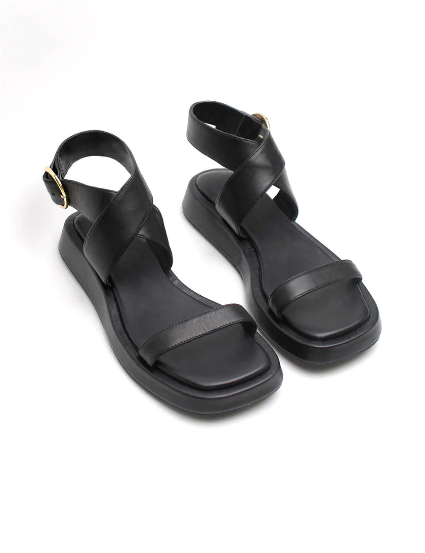 ANKLE WRAP SANDAL BLACK
