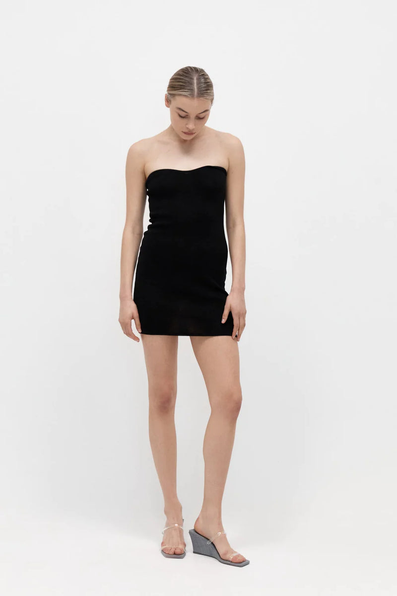 CURVE KNIT MINI DRESS BLACK - ST.AGNI