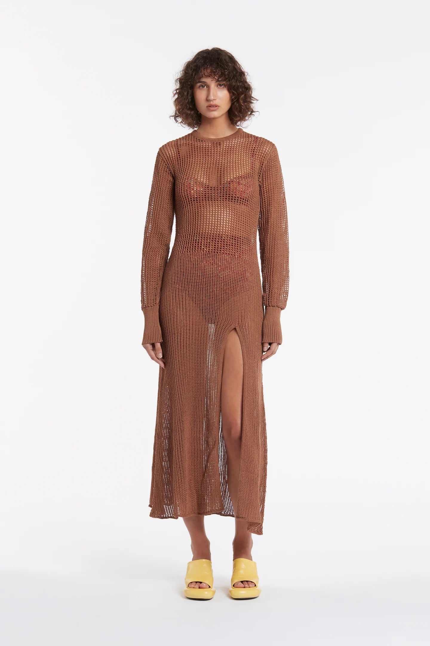 DULCIE LONG SLEEVE DRESS CHOCOLATE