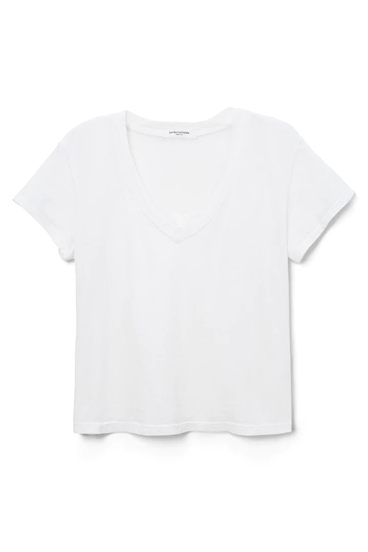 HENDRIX BASIC V NECK WHITE - PERFECT WHITE TEE